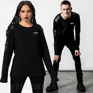 Killstar At Ease Black Ribbed Long Sleeve Sweater Jumper Goth Punk Emo Unisex M
